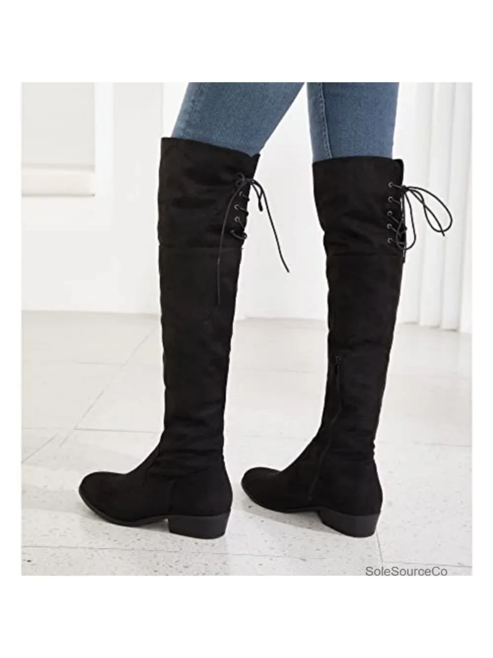 Women's Over the Knee Faux Suede Block Heel Boots, Thigh High, Round Toe Zipper